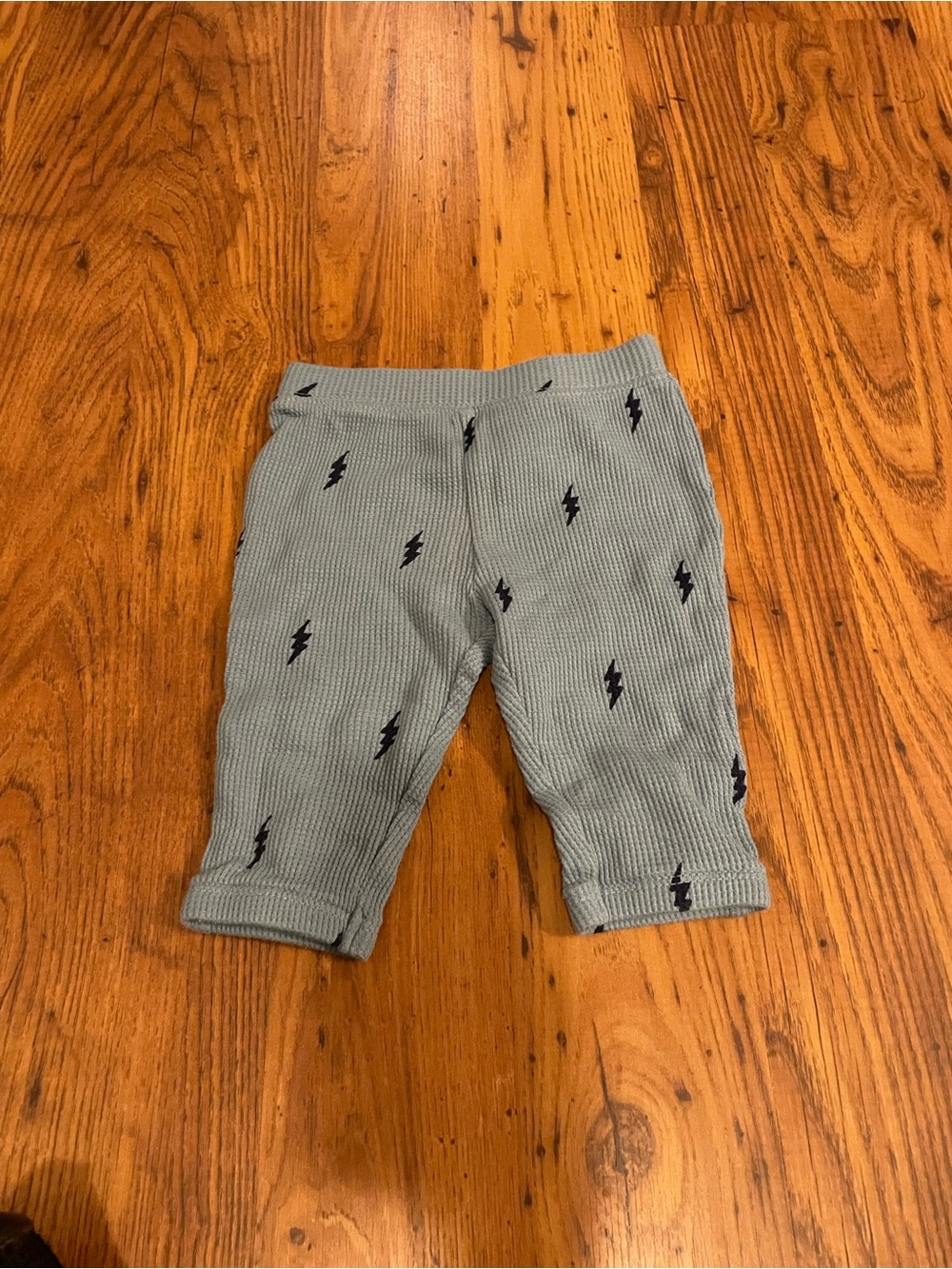 Cat & Jack Blue Knit Joggers with Navy Lightning Bolts